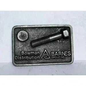 Vintage Bowman Distribution Barnes Group Solid Metal Belt Buckle